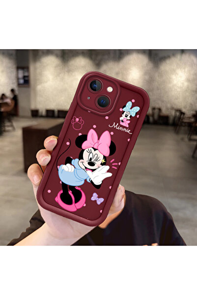 ucuc حافظة ميكي متوافقة مع هاتف آيفون 15 بلس مصنوعة من السيليكون الأحمر الداك...