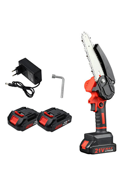 NO BRAND Mini fierastrau electric fara fir, cu lant 6 inch si 2 acumulatori 2...