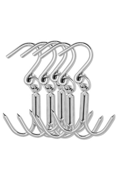 GenelTedarik Çengel Çelik, Krom Kaplama Dönerli, Çiftli Et Çengeli 10mm 5Ad.