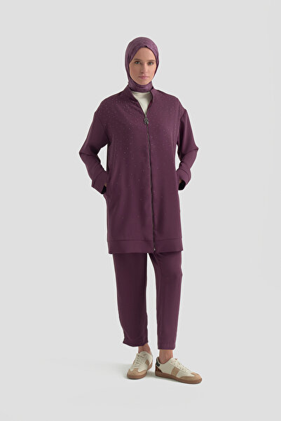 Armine Stone Embroidered Zippered Top and Bottom Summer Set