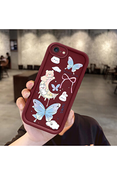 ucuc حافظة من السيليكون باللون الأحمر الداكن متوافقة مع هاتف iPhone 7/8/SE 20...