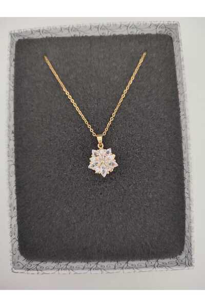 Trenyx Dönen Lotus Çiçekli Kolye- Hareketli çelik kolye