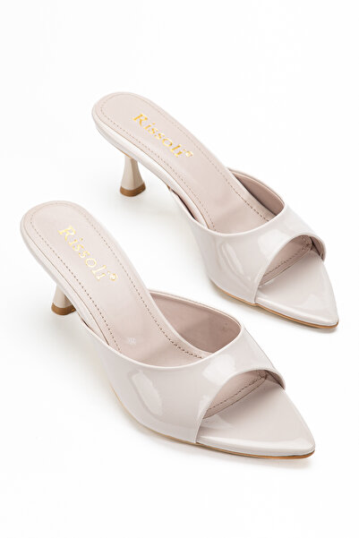 RİSSOLİ Women's Beige Pointed Toe Low Heel Sandals