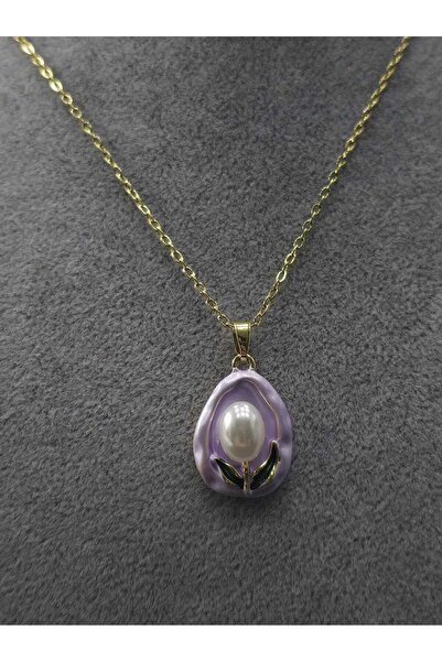 sarıyer silver Natural Pearl Baroque Enamel Steel Women's Necklace Daily Jewe...