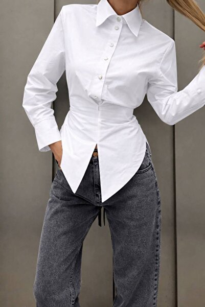 Pulli Collection Poplin Fabric Shoulder Pad Detailed Design Shirt