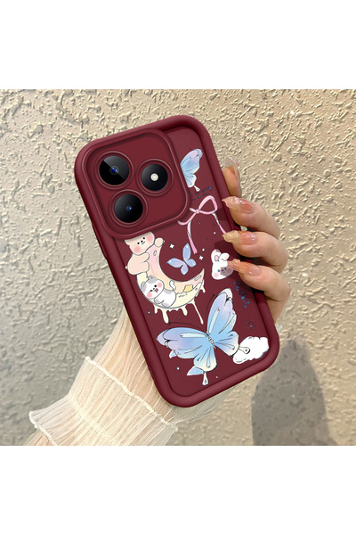 ucuc حافظة Realme Note 50 4G متوافقة مع السيليكون الأحمر الداكن المقاوم للصدم...