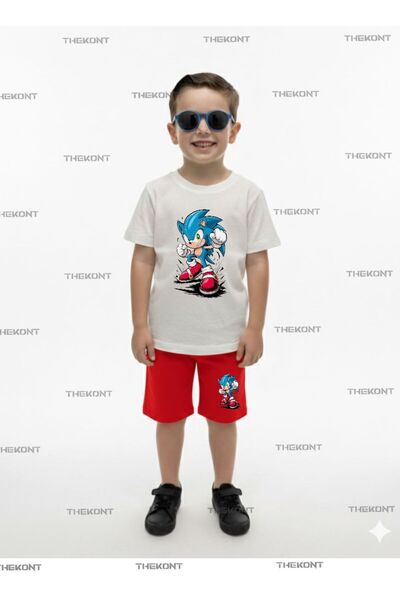 THEKONT DEČJI SET SA PLAVIM TISKANIM KRATKIM PANTALONAMA I MAJICOM