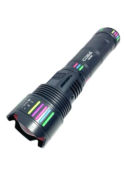 COBA Professional hand torch 802 with battery indicator and USB C charging black