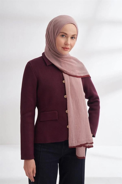 ARMANDA Muslin Piping Shawl - Powder