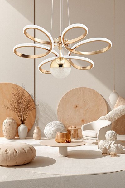 Harnelli 3 Renk Yanabilen Şeker Camlı Modern Ledli Avize