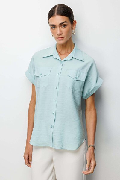 Ekol قميص بأكمام قصيرة مع جيوب على الأكمام