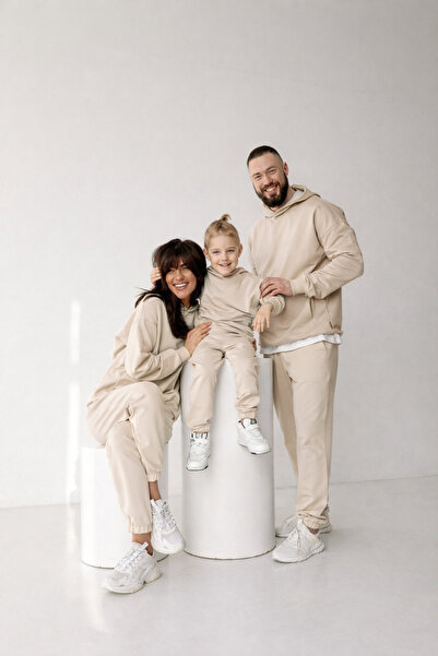 YAKAMEL Aile Çocuk Anne Baba Eşofman Takımı 3 İplik Kışlık Rahat Kesim