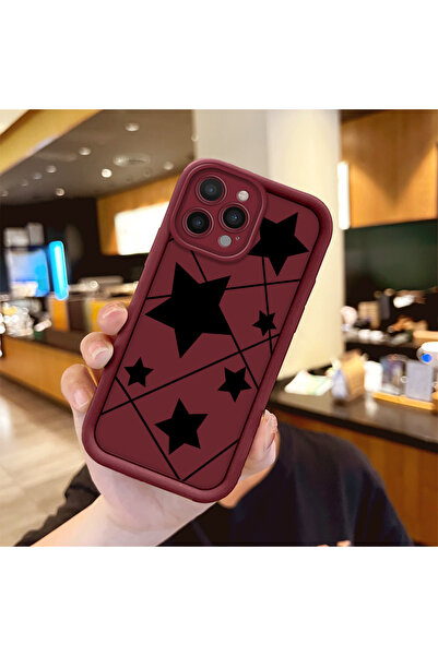 ucuc حافظة من السيليكون باللون الأحمر الداكن متوافقة مع هاتف iPhone 15 Pro، م...