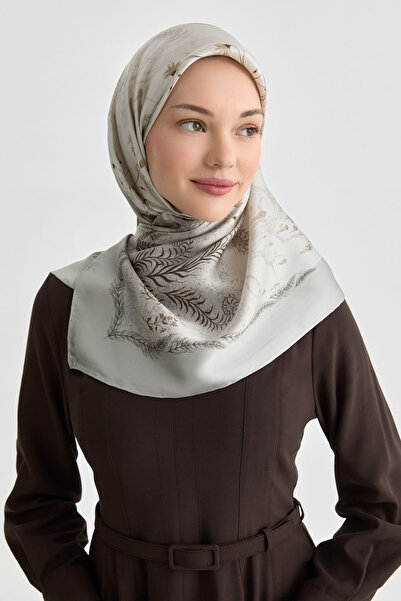 Tuğba Aden Sura İpek Eşarp - Gümüş