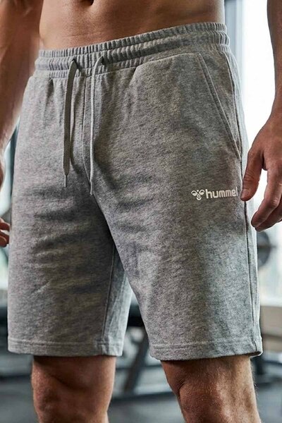 hummel Jullian Men's Gray Elastic Waist Pocket Training and Running Shorts