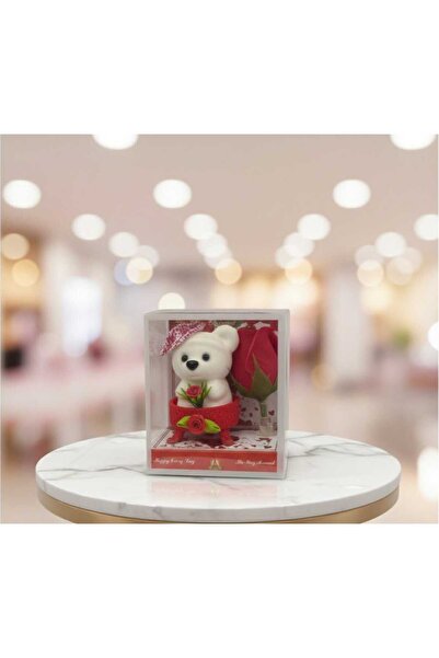 Hediye Paketim Şapkalı Ayıcık Güllü Kutu Hediye- Sevgililer Günü Hediyesi- De...