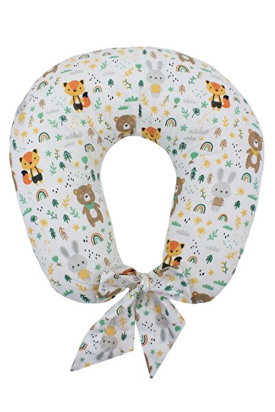 PRICHINDEL Pernă de alăptat, Ursuleț cu eșarfă verde, Husă detașabilă, Multic...