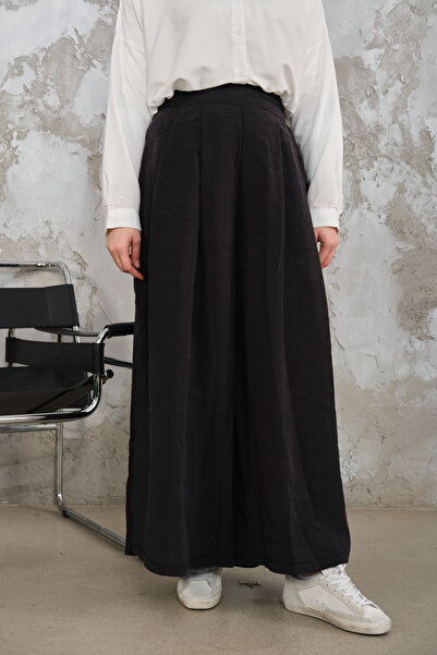 LOCCO Women's Pleated Wide Leg Pants Black