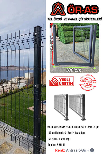 ÖR-AS TEL ÖRGÜ & PANEL ÇİT SİSTEMLERİ Panel Çit Takım ( 150 Cm Yükseklik 5 mt...
