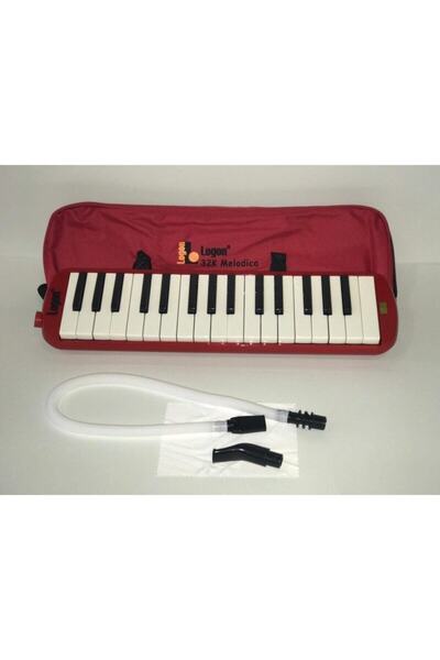 Saatistan Kırmızı Bez Kılıflı 32 Tuşlu Melodika, Kabartmalı Notalı Çocuk Müzi...