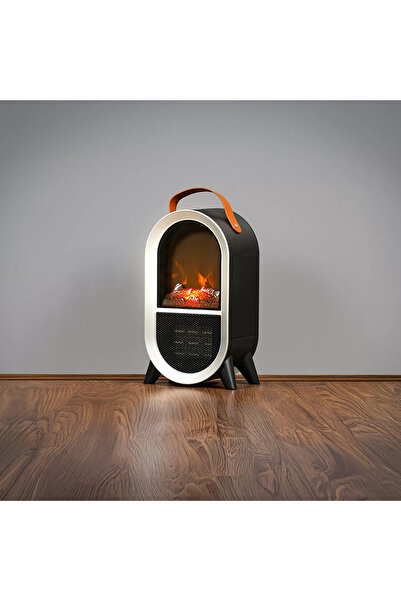 ENLIS 1500W Elektrikli Şömine Isıtıcı Alev Efektli Termostatlı Ayaklı Mini El...