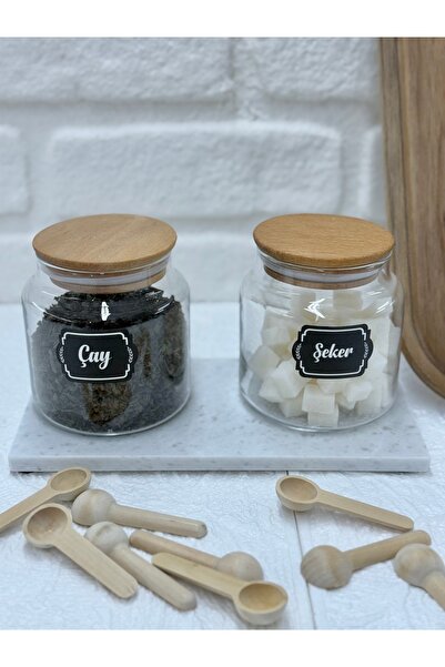 LİNGO HOME 2 Adet Mermer Stantlı Vakumlu Kapak Cam Baharatlık Seti (635cc) - ...