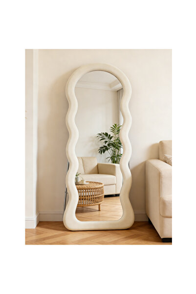 Mtanvxay Framed Full Length Mirror Cream White Double Layered for Home Dorm D...