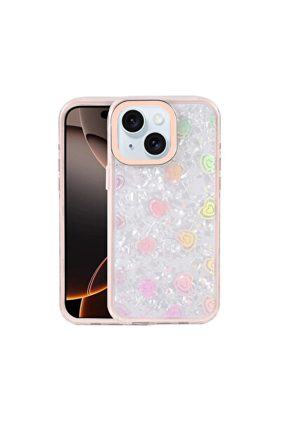 eco port غطاء آيفون 14 لومي منقوش - وردي