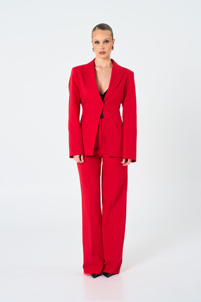 Thalure Women's Red Single Button Blazer