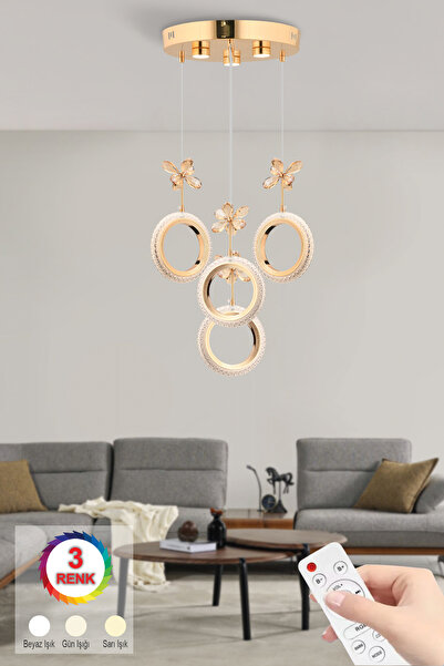 Luxira Aydınlatma Luxira Hallka 4'lü Gold 3 Renk Ledli Modern Led Avize