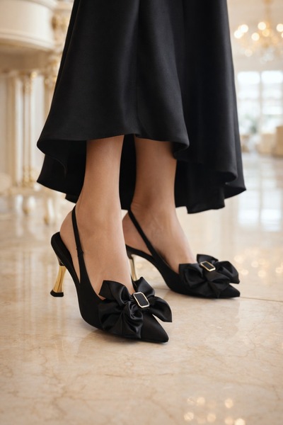 Peta Pantofi cu toc și fundă mare pentru femei