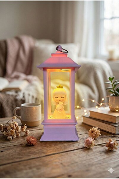 Homerest Dekoratif Işıklı Kar Küresi Fener Gece Lambası, Karakterli Pilli Bib...