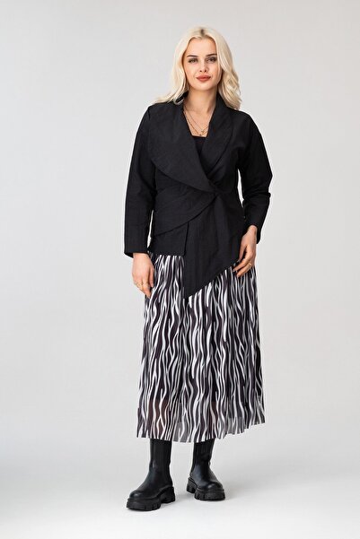 Bold & Young Women's Black and White Zebra Printed Lined Tulle Skirt with Ela...