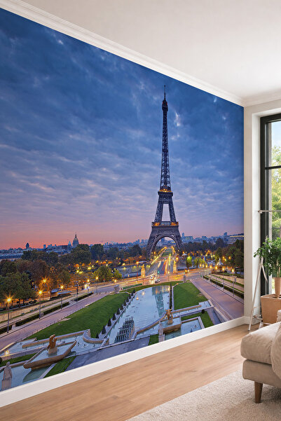 dreamwall Paris Eyfel Kulesi Manzaralı Akşamüstü Şehir Panoraması Tek Parça T...
