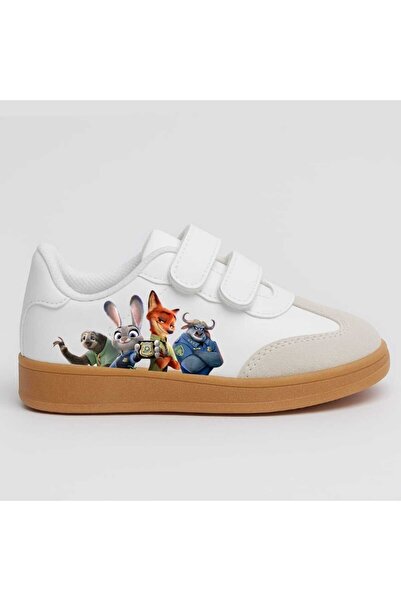 lias desing Police Animals Printed White Rubber Sole Look Children's Sports S...