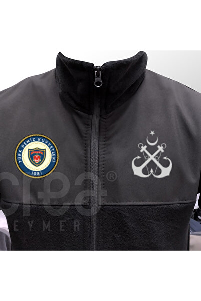 Crea Eymer Wear Navy Emblem Design-Military-Non-Pilling Softshell Fleece Coat...