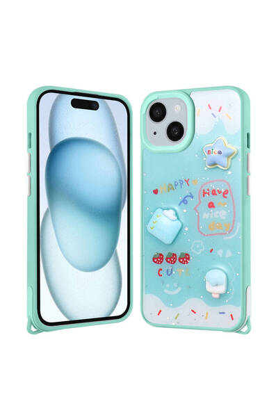 Giz Story حافظة آيفون 14 بلس من السيليكون اللامع مع أشكال منقوشة من GZST Cevz...