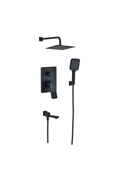 Milano Luxe Arc 3 Way Concealed Shower Mixer Set - Matt Black Brass Finish Sh...