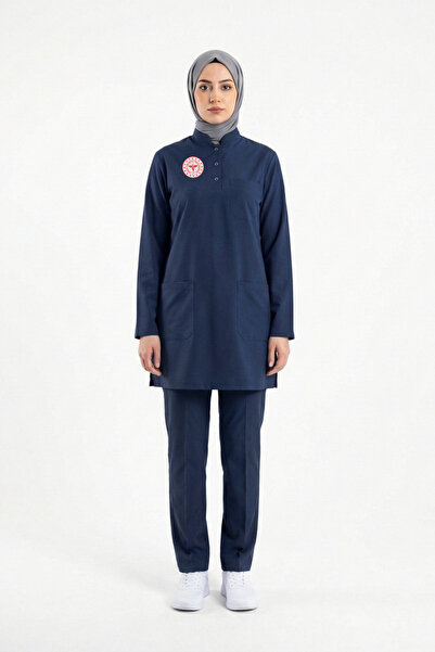 Pratik Medikal Nurse Uniform Lycra Scrubs Hijab Suit Patriot Blue New Regulation