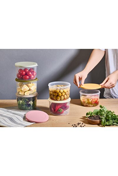 WOODCAP 6-Piece Colorful Lid Multi-Purpose Round 800 ml Storage Container Set