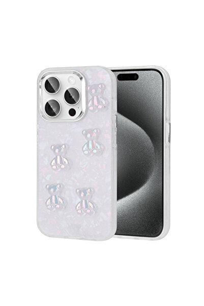 Giz Story حافظة سيليكون لامعة متوافقة مع هاتف iPhone 15 Pro مع تصميم منقوش عل...