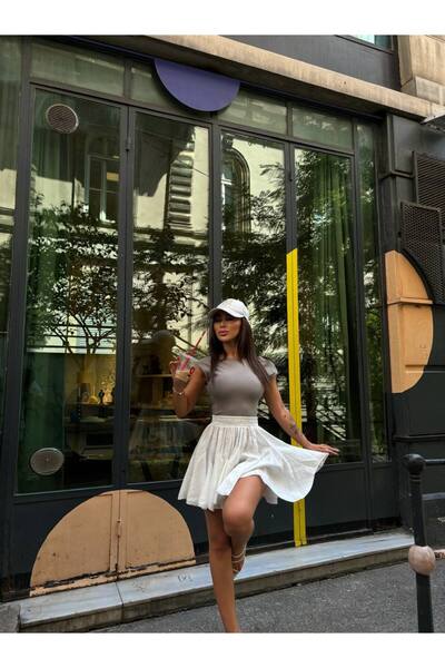 LB Laluna Butik Women's Pleated Skirt with Elastic Waist