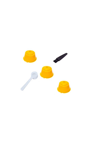 OEM Set 3 Capsule cafea, reutilizabile, compatibil Dolce Gusto, galben, cu pe...