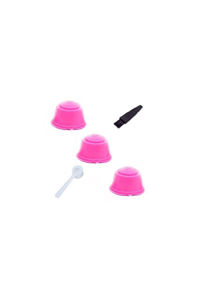 OEM Set 3 Capsule cafea, reutilizabile, compatibil Dolce Gusto, roz, cu periu...