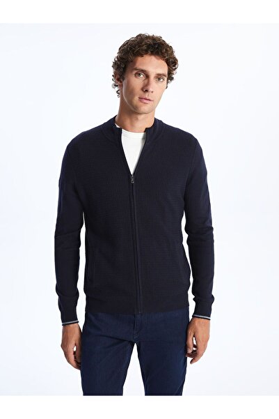 LC Waikiki Standard Pattern Stand Collar Men's Knitwear Cardigan