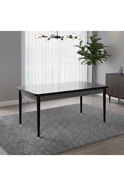 Ratemo Mobilya Açılır Yemek Masası (Kelebek Masa) – Mermer Desenli, Siyah Aya...
