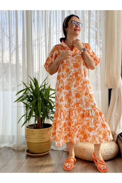 Burcu Özpıranga Spring Rahat Kalıp Poplin Elbise