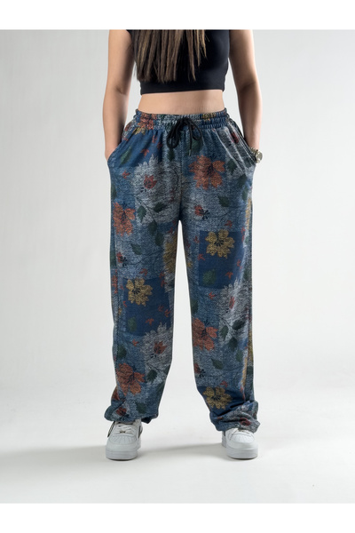COCOPELLI Floral Patterned Jogger Pants with Adjustable Legs Coc2804