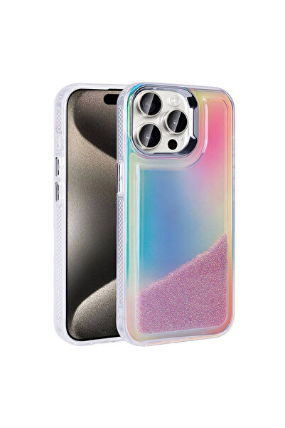 Giz Story حافظة آيفون 15 برو ماكس مع وسادة هوائية وتصميم خرز ملون على السطح ا...