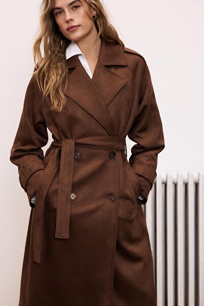 Stradivarius Uzun suni süet trençkot